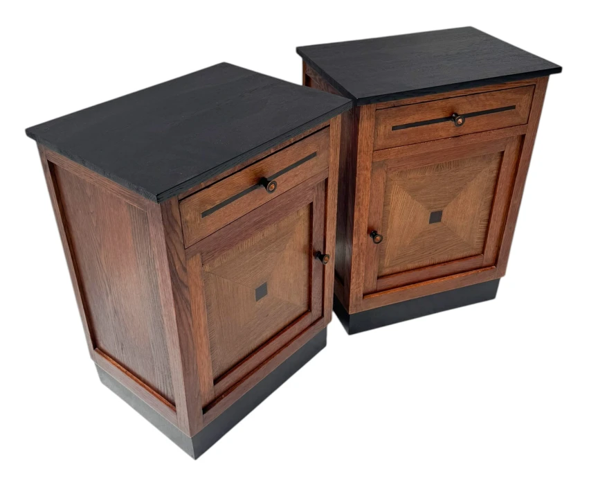 Two Art Deco Modernist Nightstands or Bedside Tables, 1920s